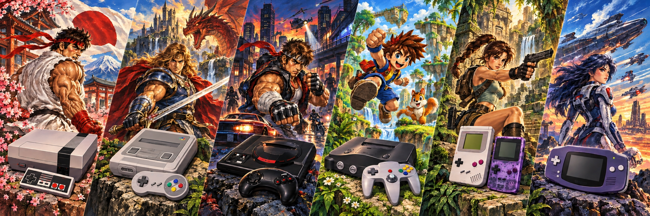 Six univers de consoles rétro